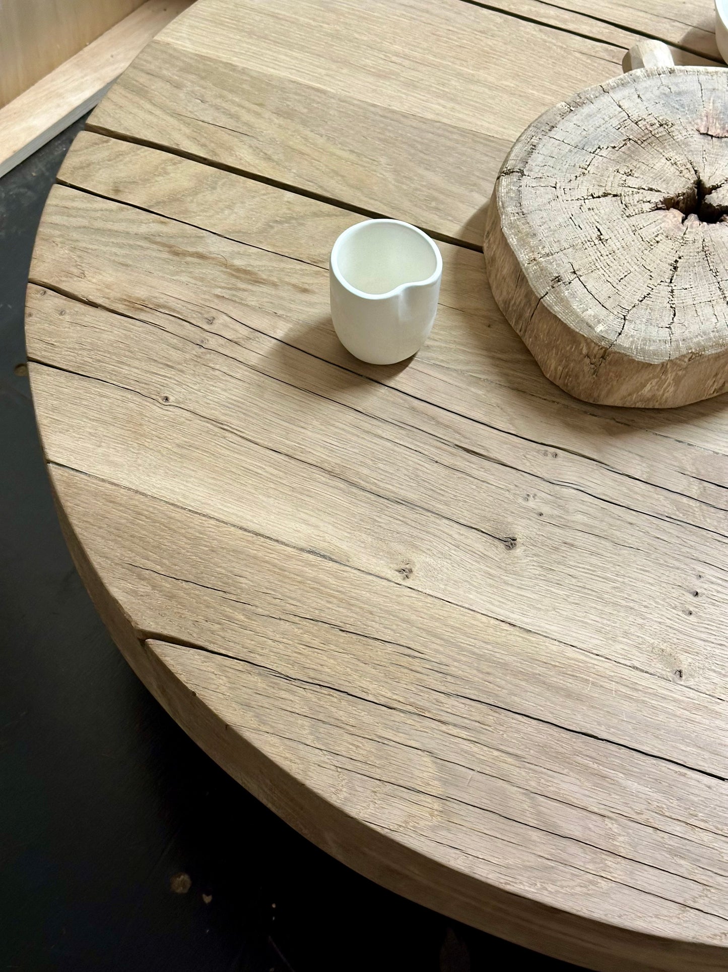 Oak round coffee table