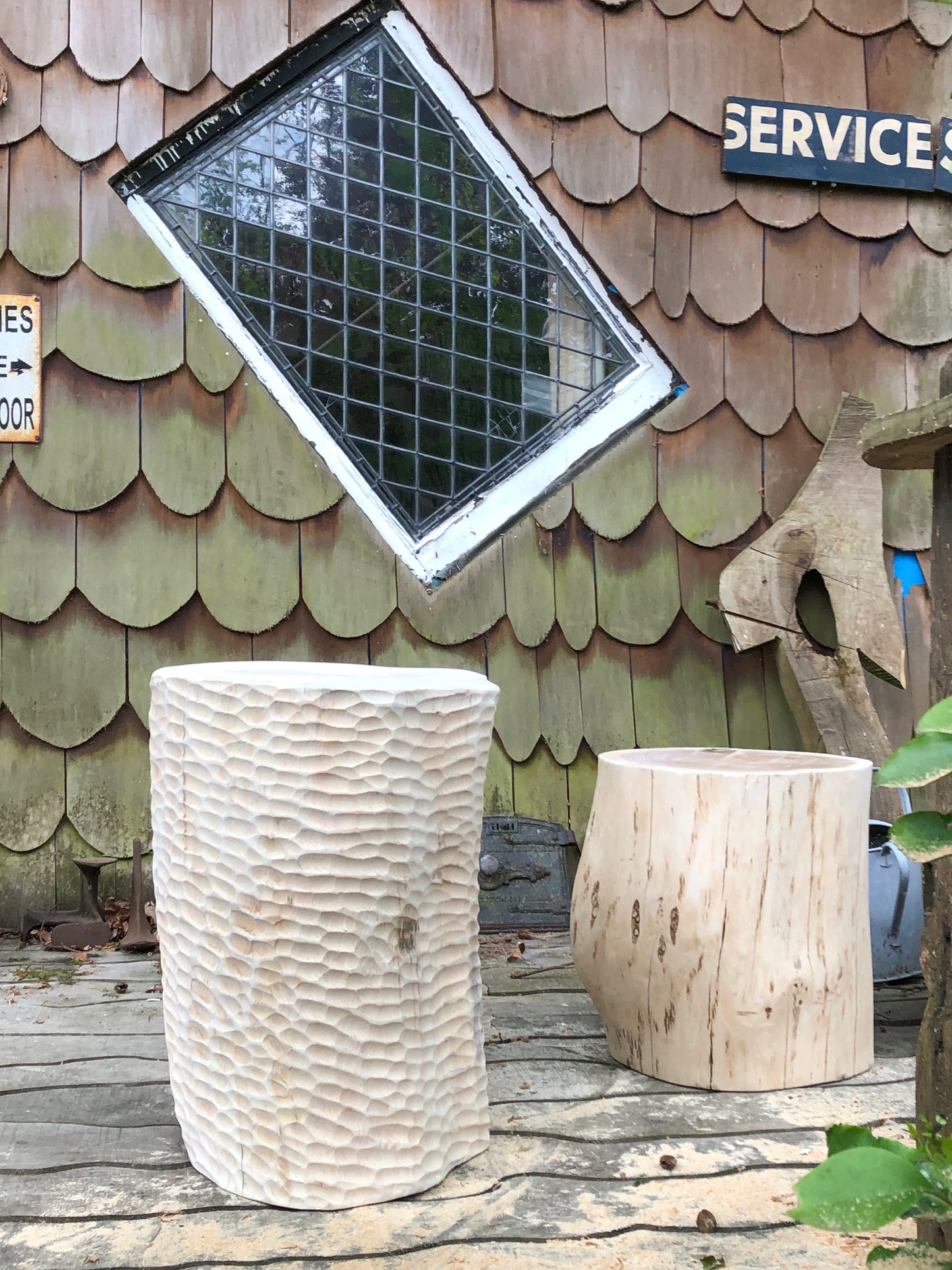 Chiseled Side Table and Seat