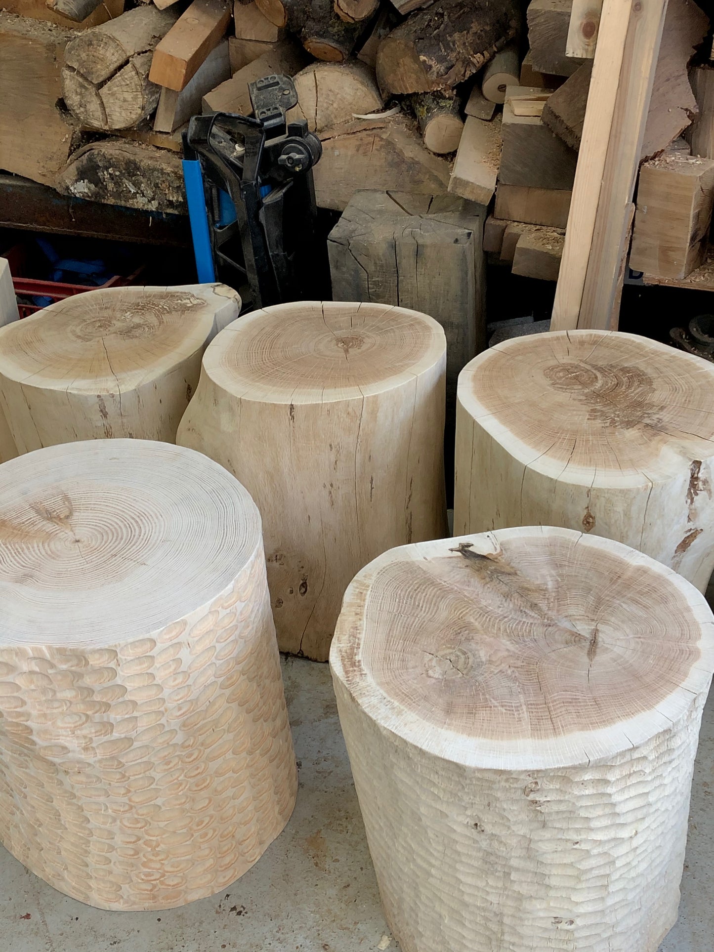 Chiseled Side Table and Seat