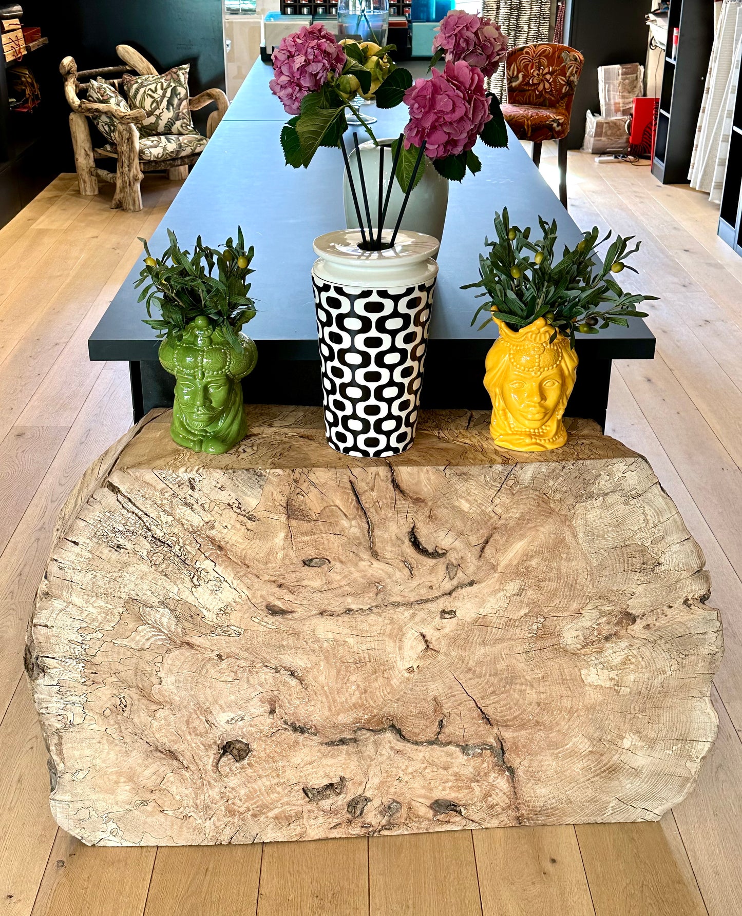 Spalted round console