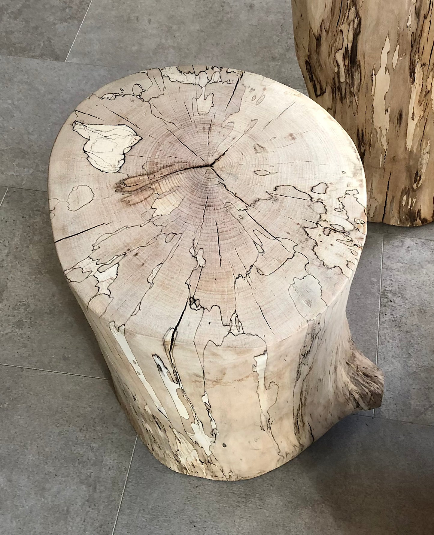 Spalted Round Side Table And Seat